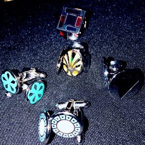 Colorful, variety, chrome cufflinks.